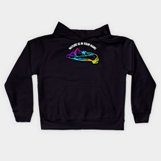 Logo Nature Is In Your Hand With Mountains For Earth Day Kids Hoodie